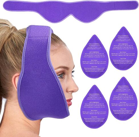 Wisdom Teeth Ice Pack Head Wrap, Face Ice Pack for Wisdom Teeth, Jaw Ice Pack for Face Oral Surgery with 4 Hot Cold Gel Pack for TMJ Pain Relief, Tooth Extraction, Tonsillectomy Recovery-Black in Saudi Arabia