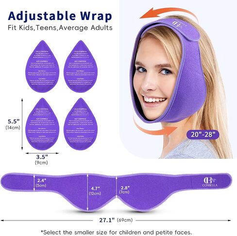 Wisdom Teeth Ice Pack Head Wrap, Face Ice Pack for Wisdom Teeth, Jaw Ice Pack for Face Oral Surgery with 4 Hot Cold Gel Pack for TMJ Pain Relief, Tooth Extraction, Tonsillectomy Recovery-Black in Saudi Arabia