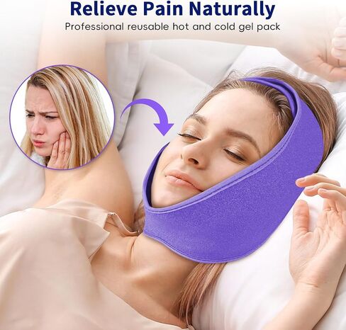 Wisdom Teeth Ice Pack Head Wrap, Face Ice Pack for Wisdom Teeth, Jaw Ice Pack for Face Oral Surgery with 4 Hot Cold Gel Pack for TMJ Pain Relief, Tooth Extraction, Tonsillectomy Recovery-Black in Saudi Arabia