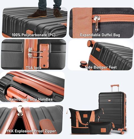 Luggage Sets, 20 Inch Carry on Luggage Using 100% PC, Lightweight Luggage with YKK Zipper and TSA Locks, Durable, Quiet Double Wheels, Travel Luggage for Men and Women, Y02 White 3 Piece in Saudi Arabia