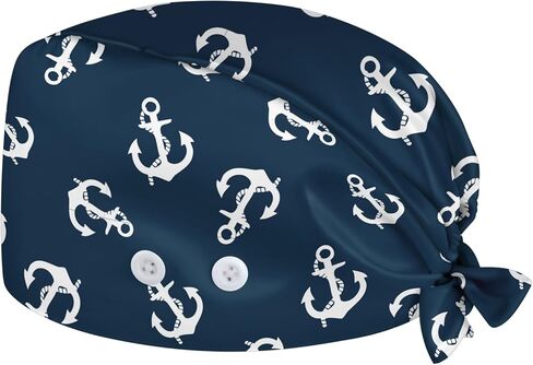 Working Cap Scrub Cap with Sweatband Buttons Adjustable Unisex Women Tie Back Hat Nurse Surgical Caps in Kuwait