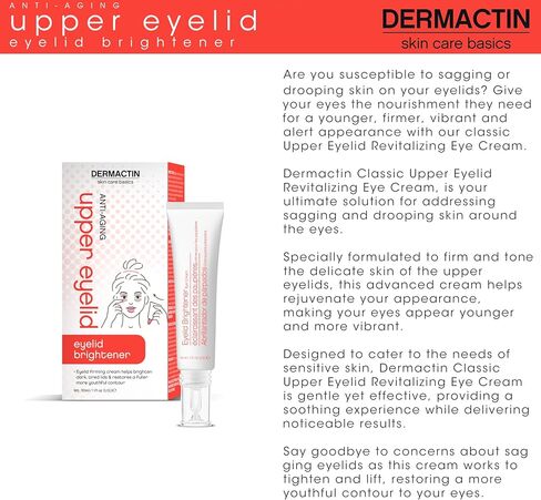 Dermactin-TS Upper Eyelid Cream 1 oz. Firms & Tones Sagging & Drooping Skin On Upper Eye Lids, for Younger, More Vibrant & Alert Appearance, for Sensitive Skin In The Eyelids in Saudi Arabia