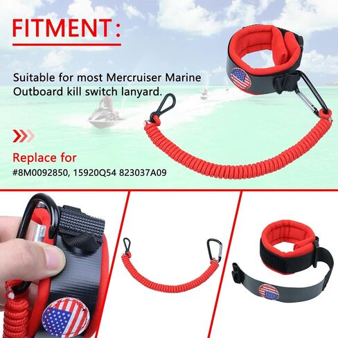Boat Kill Switch Lanyards Wrist Strap, Jet Ski Key Lanyard Fit for Mercruiser Marine Outboard in Saudi Arabia