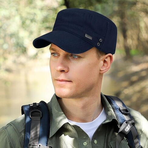Cotton Military Caps for Men Women Unisex Flat Top Hat Adjustable Cadet Army Cap in Saudi Arabia