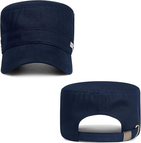Cotton Military Caps for Men Women Unisex Flat Top Hat Adjustable Cadet Army Cap in Saudi Arabia