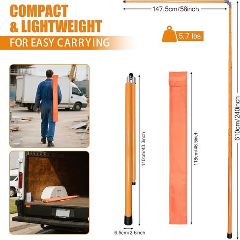 Height Measuring Stick,20' Height Stick for Trucks with Telescoping Fiberglass Pole,Sturdy Accurate Non-Conductive Height Measurement Tool with Carrying Bag,for Trucks,Trailers, Car Haulers in Saudi Arabia