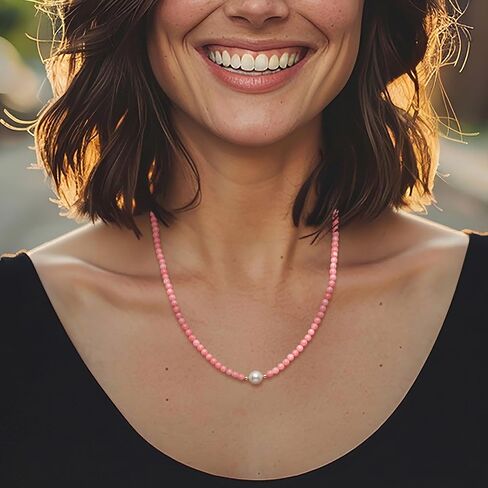 Ross-Simons 8.5-9mm Cultured Pearl and 4mm Pink Coral Bead Necklace With 18kt Gold Over Sterling. 18 inches in Saudi Arabia