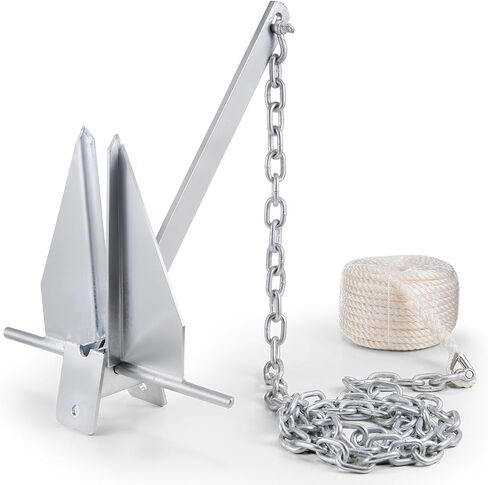 VEVOR Fluke Style Anchor Kit, 13 LBS Hot-Dipped Galvanized Steel Fluke Anchor with 7.9' Chain, 101' Rope and Two 0.4" Shackles, Marine Boat Anchor for Small Vessels Under 30', Seas, Rivers and Shores in Saudi Arabia