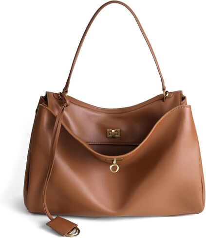 حقيبة حمل جلدية حقيقية للنساء: حقائب يد كتف ناعمة للسيدات - حقيبة حقيبة كبيرة لأعمال السفر in Kuwait