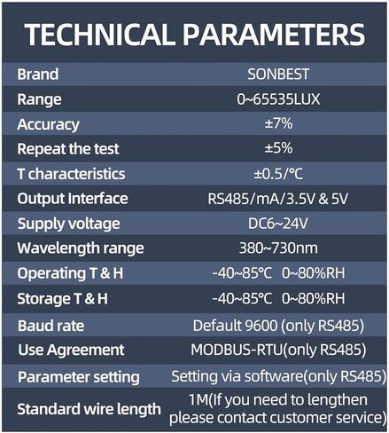 SM3560 مستشعر الإضاءة شدة ضوء RS485 الجهد ومرسل سطوع 4-20MA الحالي (DC0-5V) in Kuwait