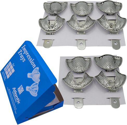 Metal Dental Impression Trays Set Perforated Upper & Lower Edentulous Stainless Steel (10 PCS. XS,S,M,L,XL Perforated) in Saudi Arabia