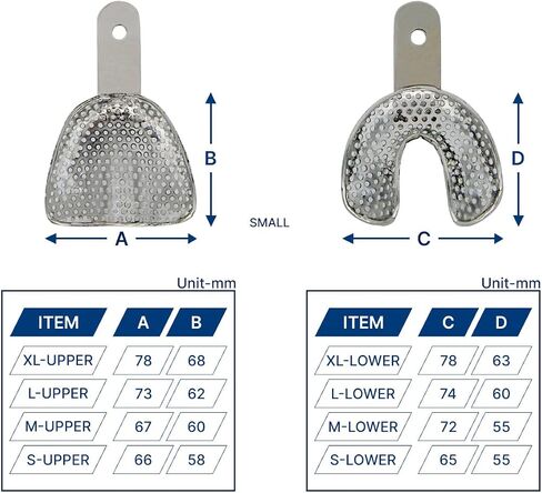 Metal Dental Impression Trays Set Perforated Upper & Lower Edentulous Stainless Steel (10 PCS. XS,S,M,L,XL Perforated) in Saudi Arabia
