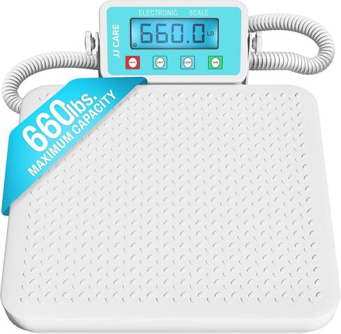 JJ Care Medical Scale - مقياس مصارعة سعة 660 رطلاً/299 كجم للصالات الرياضية مع شاشة LCD سهلة القراءة | متر محترف من الدرجة الطبية لوزن الجسم والمنزل والمستشفى والأطباء in Saudi Arabia