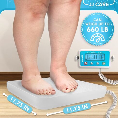 JJ Care Medical Scale - مقياس مصارعة سعة 660 رطلاً/299 كجم للصالات الرياضية مع شاشة LCD سهلة القراءة | متر محترف من الدرجة الطبية لوزن الجسم والمنزل والمستشفى والأطباء in Saudi Arabia