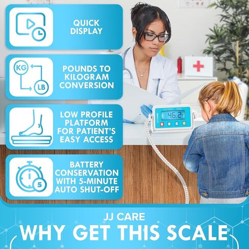 JJ Care Medical Scale - مقياس مصارعة سعة 660 رطلاً/299 كجم للصالات الرياضية مع شاشة LCD سهلة القراءة | متر محترف من الدرجة الطبية لوزن الجسم والمنزل والمستشفى والأطباء in Saudi Arabia