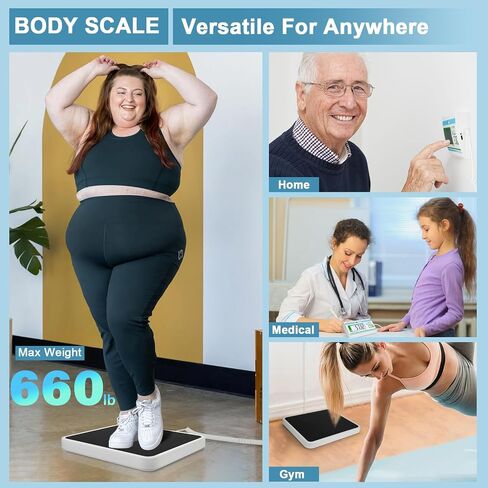 Rechargeable Medical Physician Scale, 660 lb Capacity, Digital Scale for Body Weight with LCD Display, High Accuracy, Switchable kg/lb/oz, Heavy Duty - Doctor Office, Home Use, Ideal Weighting Gift in Saudi Arabia