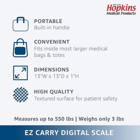 منتجات Hopkins الطبية EZ تحمل مقاييس رقمية 550 رطل لوزن الجسم مع مقبض مدمج للممرضات السفر in Kuwait