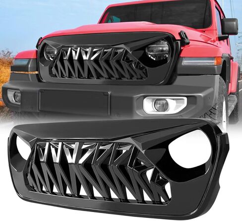 مصبغة أسماك القرش الأمامية متوافقة مع 2018-2025 Jeep Wrangler JL JLU Gladiator JT W/O Trailcam ، Matte Black in Kuwait