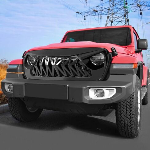 مصبغة أسماك القرش الأمامية متوافقة مع 2018-2025 Jeep Wrangler JL JLU Gladiator JT W/O Trailcam ، Matte Black in Kuwait
