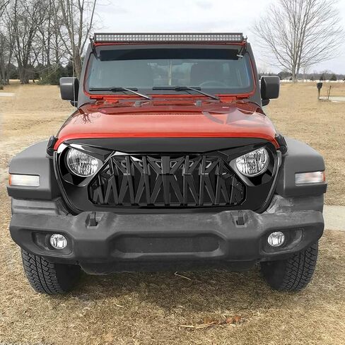 مصبغة أسماك القرش الأمامية متوافقة مع 2018-2025 Jeep Wrangler JL JLU Gladiator JT W/O Trailcam ، Matte Black in Kuwait