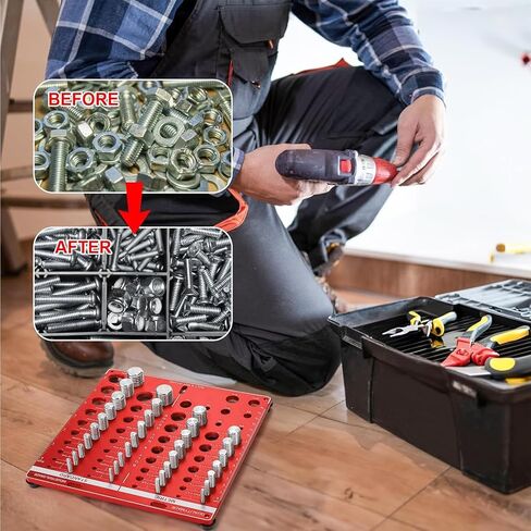 Thread Checkers, 42 Nut and Bolt,15 Metric and 19 Standard and 8 Bit Gauges, Thread Spacing Gauges, Wall Mounted Bolt Thread Identifiers with Inch and Centimeter Scales, Aluminum Alloy Thread Plate in Saudi Arabia