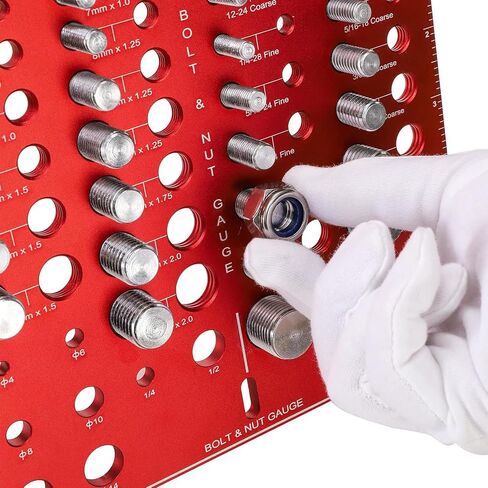 Thread Checkers, 42 Nut and Bolt,15 Metric and 19 Standard and 8 Bit Gauges, Thread Spacing Gauges, Wall Mounted Bolt Thread Identifiers with Inch and Centimeter Scales, Aluminum Alloy Thread Plate in Saudi Arabia