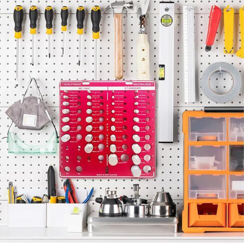 Thread Checkers, 42 Nut and Bolt,15 Metric and 19 Standard and 8 Bit Gauges, Thread Spacing Gauges, Wall Mounted Bolt Thread Identifiers with Inch and Centimeter Scales, Aluminum Alloy Thread Plate in Saudi Arabia
