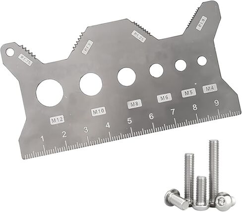 Stainless Steel Double-Sided Bolt Gauge Card,Thread Measuring Tool,Metric Thread Checker Portable Bolt Sizing Tools for DIY,Mechanics,Engineers in Saudi Arabia