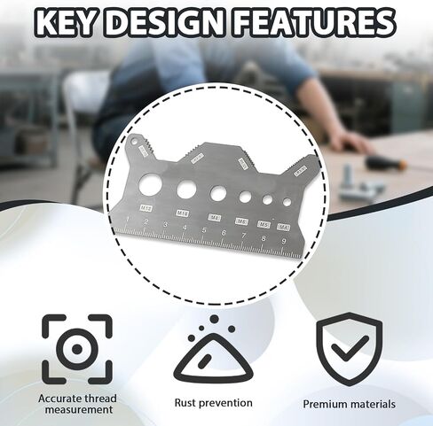 Stainless Steel Double-Sided Bolt Gauge Card,Thread Measuring Tool,Metric Thread Checker Portable Bolt Sizing Tools for DIY,Mechanics,Engineers in Saudi Arabia