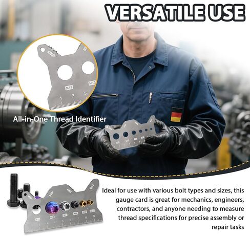Stainless Steel Double-Sided Bolt Gauge Card,Thread Measuring Tool,Metric Thread Checker Portable Bolt Sizing Tools for DIY,Mechanics,Engineers in Saudi Arabia