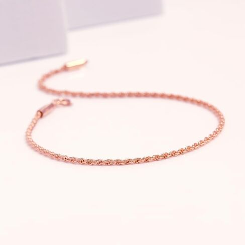 LeCalla 925 Sterling Silver Ankle Bracelet Jewelry Solid 1.8 MM Diamond-Cut Braided Rope Chain Anklet for Women Teen with Spring Ring Clasp 9 Inches, Made in Italy in Saudi Arabia