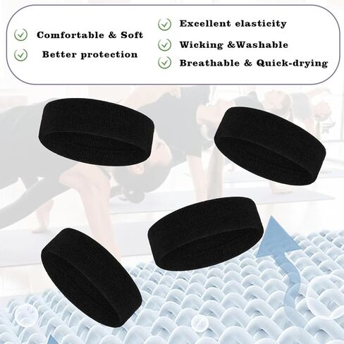 4pcs فرقة العرق للرجال للنساء ، عصابات العرق الرياضية ، عصابات العرق ، عصابات العرق ، تمرين الرطوبة رطوبة الفتل in Saudi Arabia