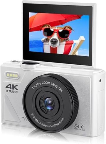 Zunate Retro 64MP Digital Camera, Vintage 4K UHD Vlogging Camera with 18X Zoom, Autofocus, 3 Inch Flip Screen for Travel Photography Vlogging (Black), Zunateyk6vg30wnx-12 in Saudi Arabia