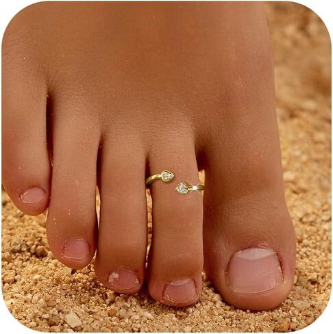 925 Sterling Silver Dainty Heart Toe Rings for Women Mother 14K Gold Plated Arrow Heart Infinity Vintage LOVE Knot Stylish Toe Rings Adjustable Band Rings Summer Beach Party Foot Wedding Jewelry in Saudi Arabia