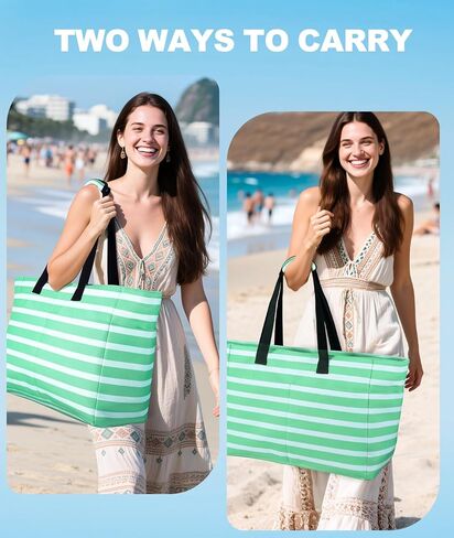 Extra Large Beach Bag, Waterproof Beach Bags with Zipper, Pool Bag with Wet Compartment, Lightweight Foldable Large Weekender Bags for Women, Perfect for Pool Travel Vacation Gym in Kuwait