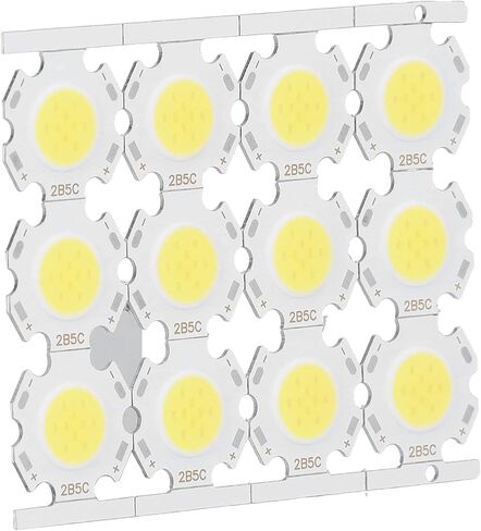 evgatsauto 12pcs round led chips cob light isititer 5w 15-17v leuminium reckrate recespating them reminescing no dowlling for diy spothlights downlights (الإضاءة البيضاء) in Kuwait
