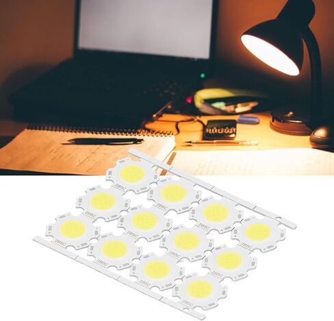 evgatsauto 12pcs round led chips cob light isititer 5w 15-17v leuminium reckrate recespating them reminescing no dowlling for diy spothlights downlights (الإضاءة البيضاء) in Kuwait