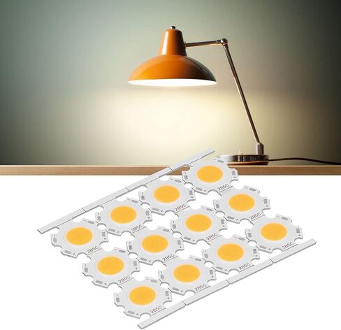 evgatsauto 12pcs round led chips cob light isititer 5w 15-17v leuminium reckrate recespating them reminescing no dowlling for diy spothlights downlights (الإضاءة البيضاء) in Kuwait
