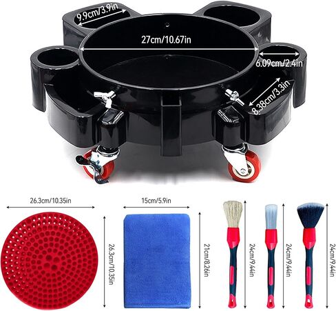 5 Gallon Bucket Dolly with 5 Rolling Swivel Caster,Rolling Bucket Dolly with Bucket Insert&Clay Mitt for Car Washing, Construction,Food Industry-Detailing Smoother Maneuvering(Not Included Bucket) in Saudi Arabia