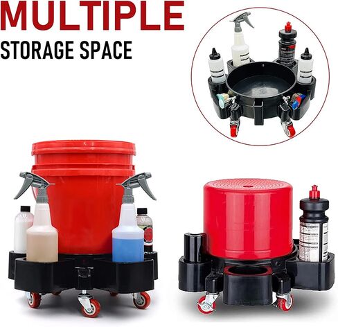5 Gallon Bucket Dolly with 5 Rolling Swivel Caster,Rolling Bucket Dolly with Bucket Insert&Clay Mitt for Car Washing, Construction,Food Industry-Detailing Smoother Maneuvering(Not Included Bucket) in Saudi Arabia
