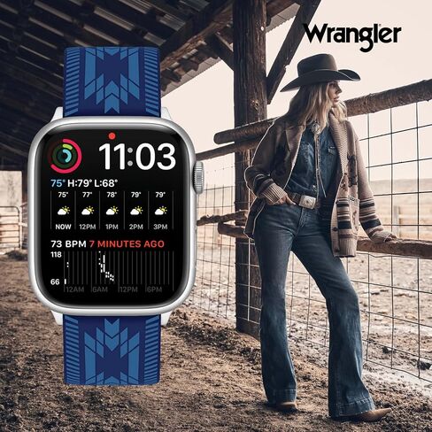 Wrangler® "Aztec Trail" Silicone Band for Apple Watch® ، Western Aztec Pattern ، يناسب جميع سلسلة وأحجام Apple Watch® in Kuwait
