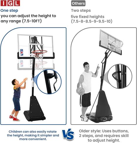 IGL Basketball Hoop Outdoor with 52 Inch Shatterproof Backboard, 10FT Height Portable Basketball Hoop Outdoor, Adjustable Basketball Goal System in Saudi Arabia