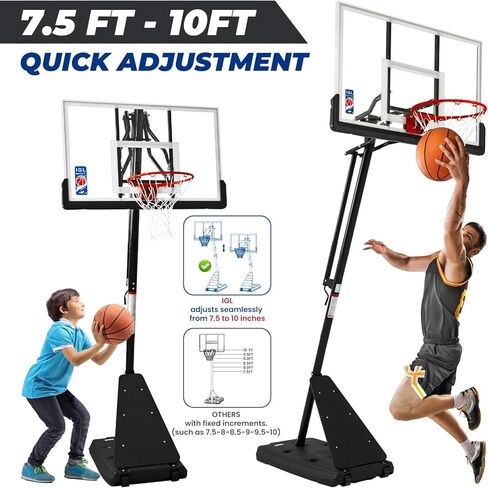 IGL Basketball Hoop Outdoor with 52 Inch Shatterproof Backboard, 10FT Height Portable Basketball Hoop Outdoor, Adjustable Basketball Goal System in Saudi Arabia