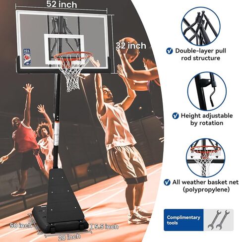 IGL Basketball Hoop Outdoor with 52 Inch Shatterproof Backboard, 10FT Height Portable Basketball Hoop Outdoor, Adjustable Basketball Goal System in Saudi Arabia