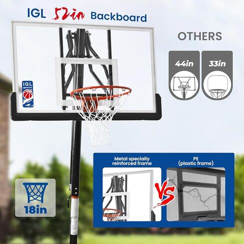 IGL Basketball Hoop Outdoor with 52 Inch Shatterproof Backboard, 10FT Height Portable Basketball Hoop Outdoor, Adjustable Basketball Goal System in Saudi Arabia