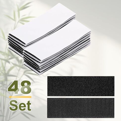 HARFINGTON 48set Hook and Loop Strips with Adhesive 1"x4" Double Sided Hook and Loop Tapes Nylon Self Sticky Fastener for Home Office Car, Black in Saudi Arabia