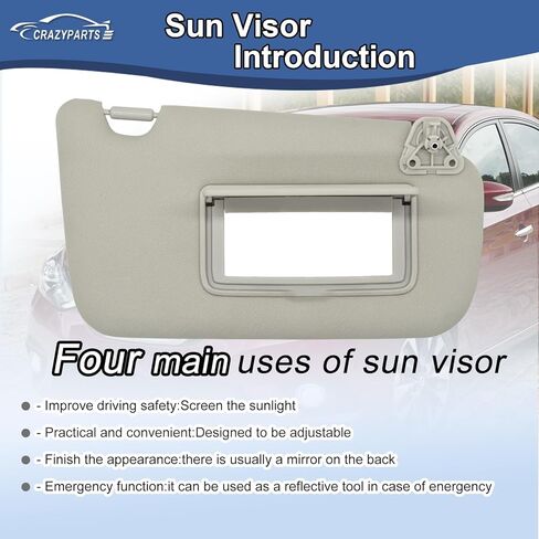 سائق جانب Sun Visor متوافق مع Nissan Sentra 2013-2019 Sun Shade بدون استبدال الضوء 96401-4at7a اللون: رمادي in Kuwait