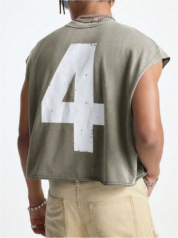 Verdusa Men's Sleeveless Crop Shirts Oversized Tees Punk Vest Tops Hip Hop Pullover Tank Tops Streetwear in Saudi Arabia