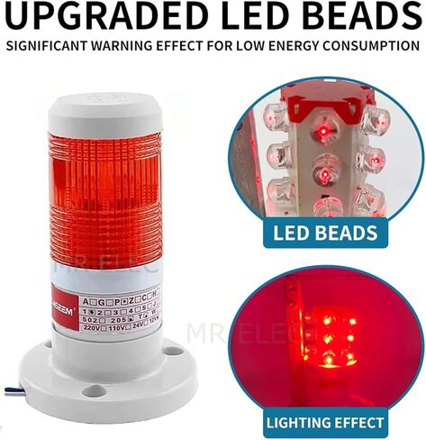 LED الصناعي الأحمر الأصفر الأزرق الإشارة الخضراء تحذير مصباح مصباح مكدس الخفيفة جهاز الإنذار 12V 24V 110V 220V (أخضر 24V) in Kuwait