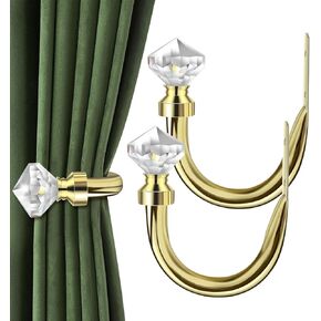 Crystal Metal Curtain Holdbacks 2pcs, Decoration Curtain Tie Back Hooks for Wall, Heavy Duty Side Holders Tiebacks Accessories for Drapes Drapery Window in Kuwait